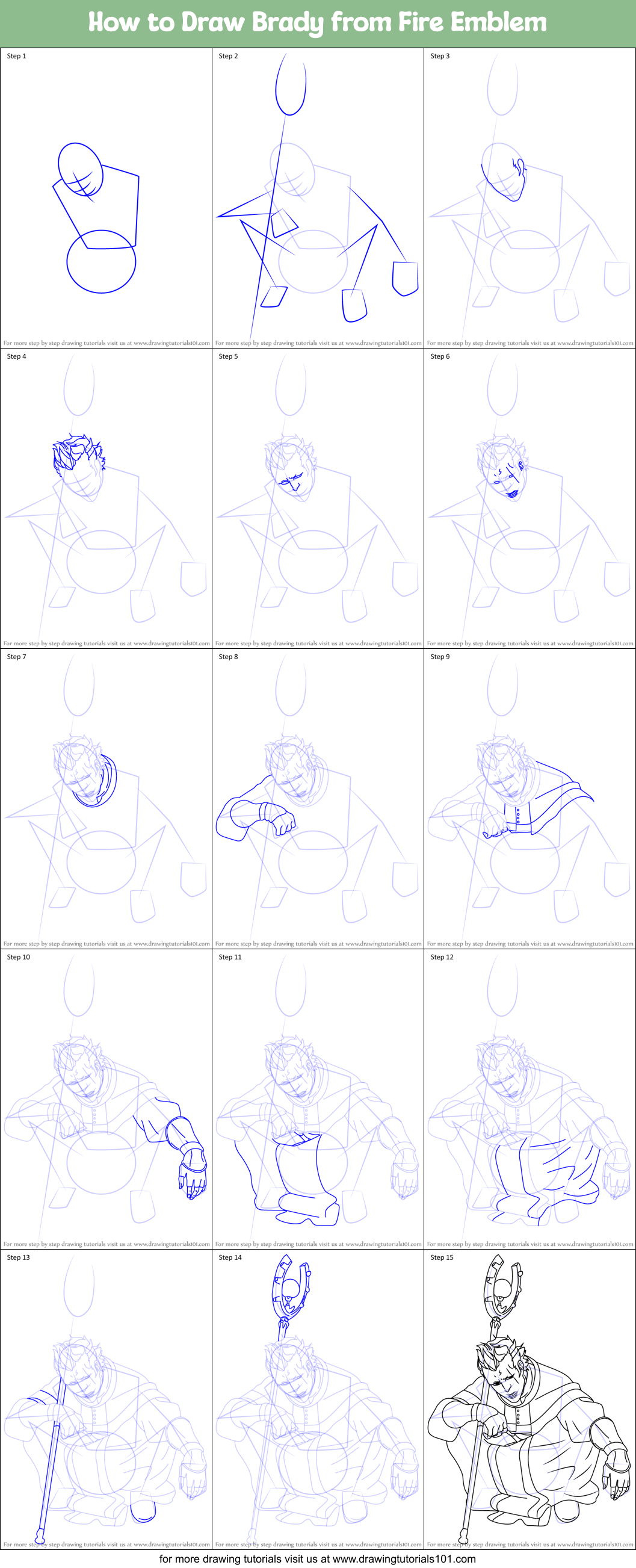 How to Draw Brady from Fire Emblem Printable Step by Step