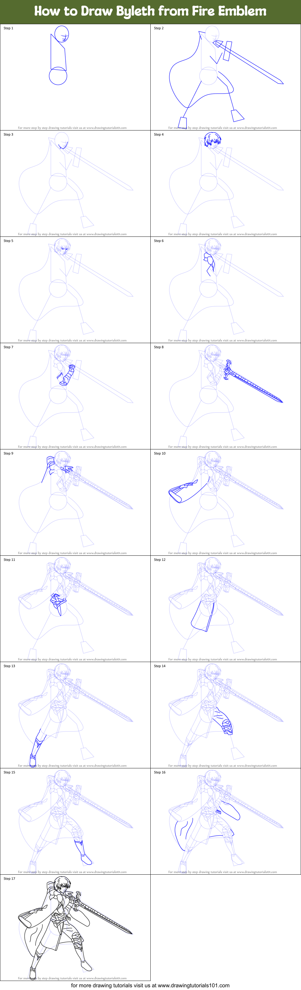 How to Draw Byleth from Fire Emblem Printable Step by Step