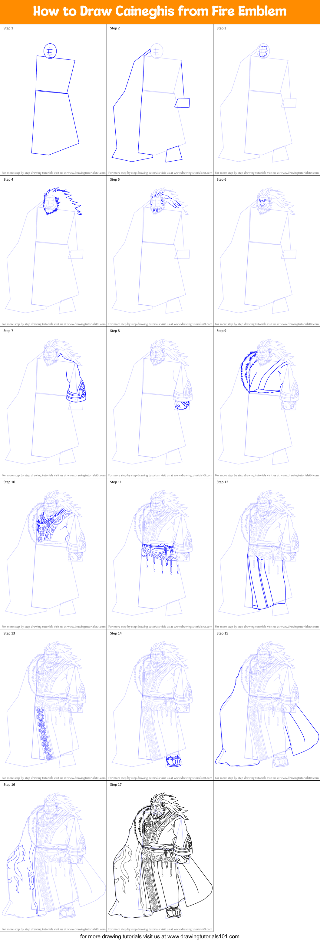 How to Draw Caineghis from Fire Emblem Printable Step by Step