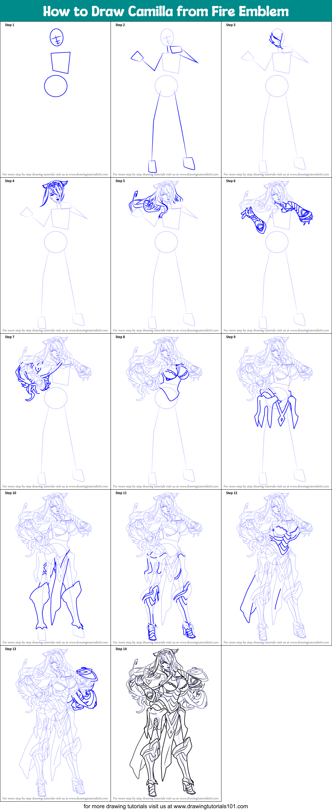 How to Draw Camilla from Fire Emblem Printable Step by Step