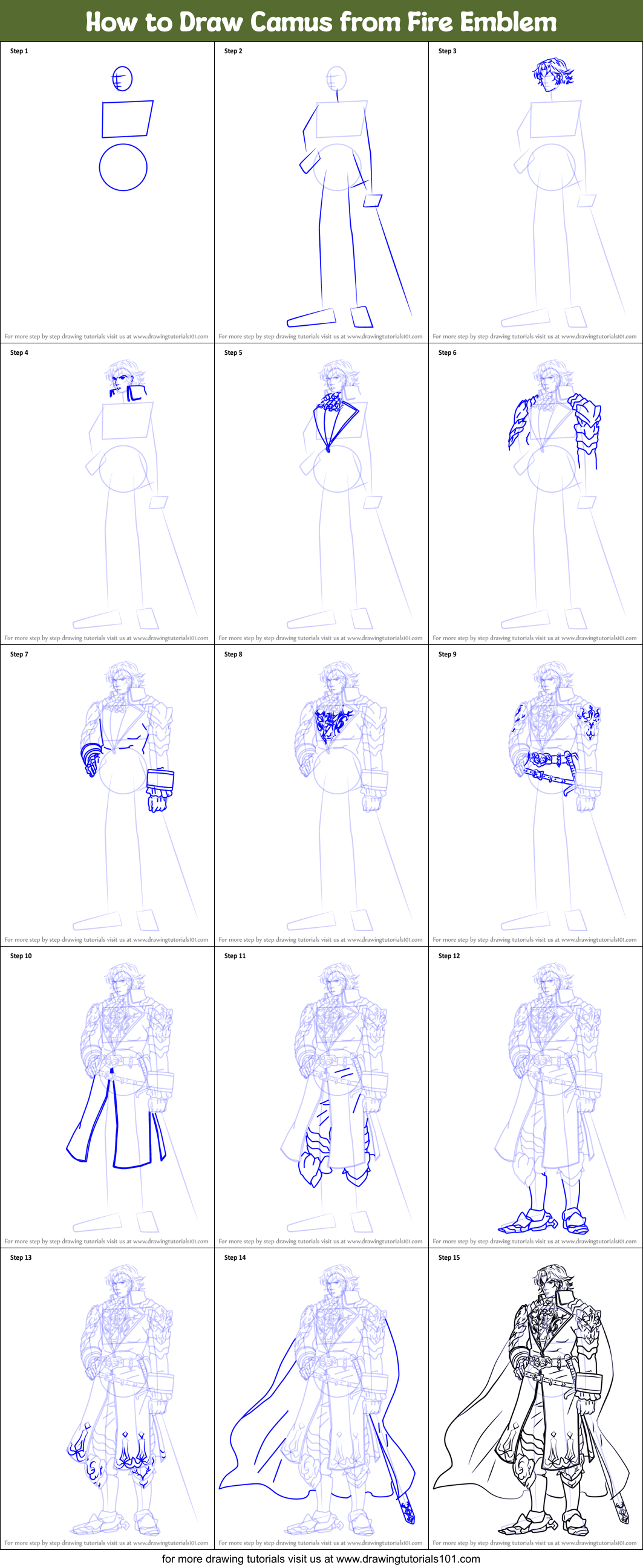 How to Draw Camus from Fire Emblem Printable Step by Step