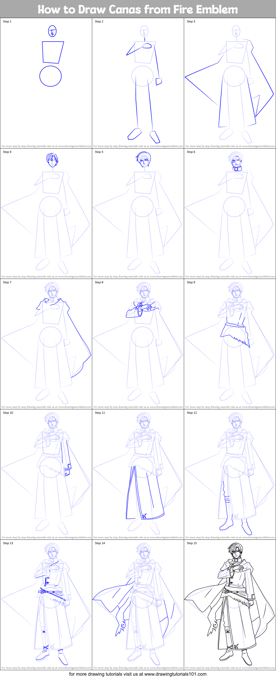 How to Draw Canas from Fire Emblem Printable Step by Step
