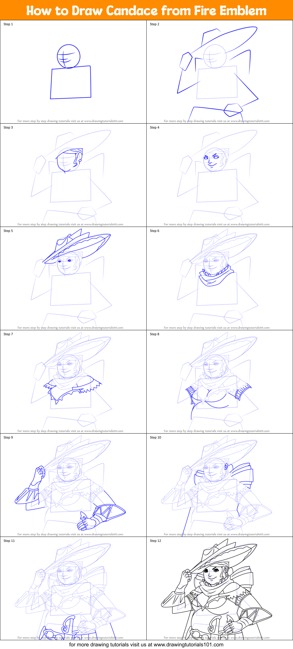 How to Draw Candace from Fire Emblem Printable Step by Step