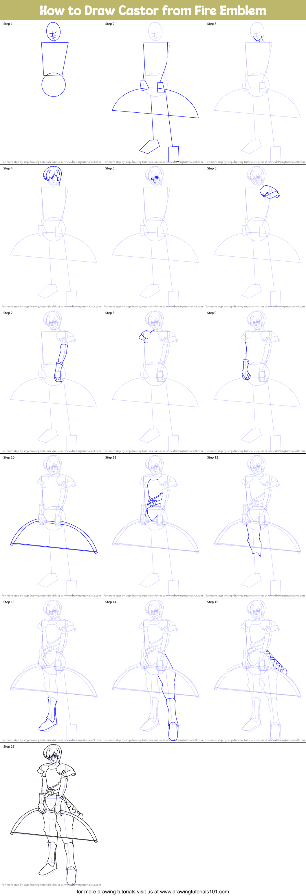How to Draw Castor from Fire Emblem Printable Step by Step