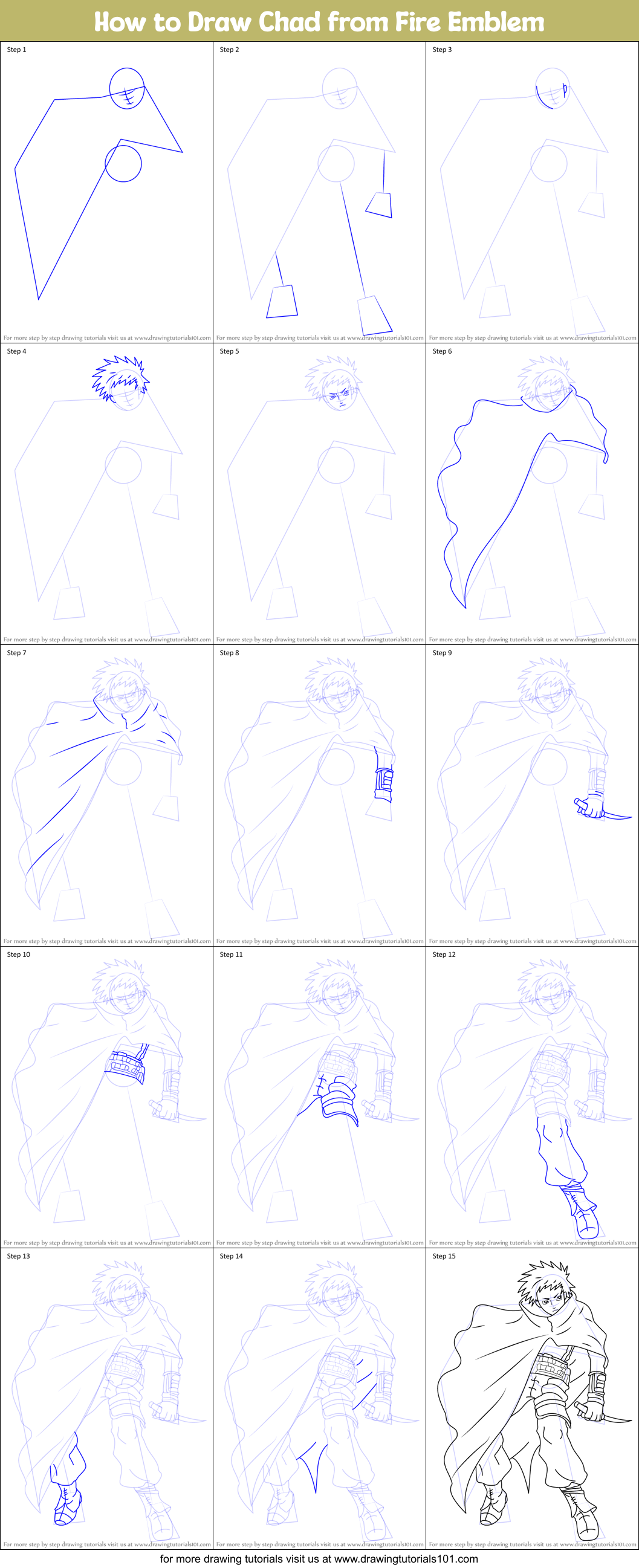 How to Draw Chad from Fire Emblem Printable Step by Step