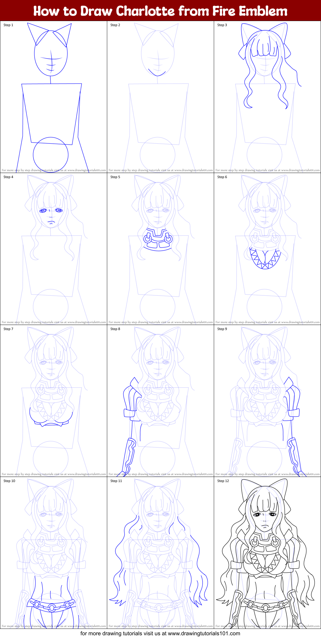 How to Draw Charlotte from Fire Emblem Printable Step by Step