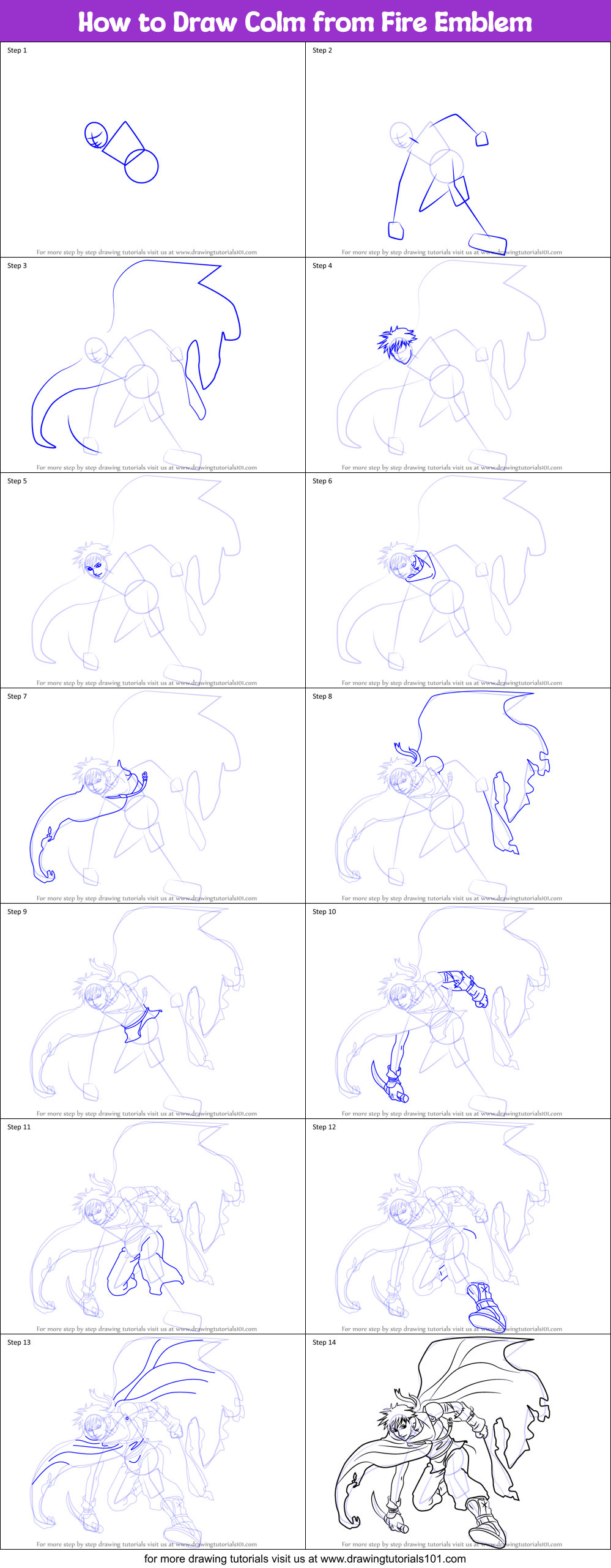 How to Draw Colm from Fire Emblem Printable Step by Step