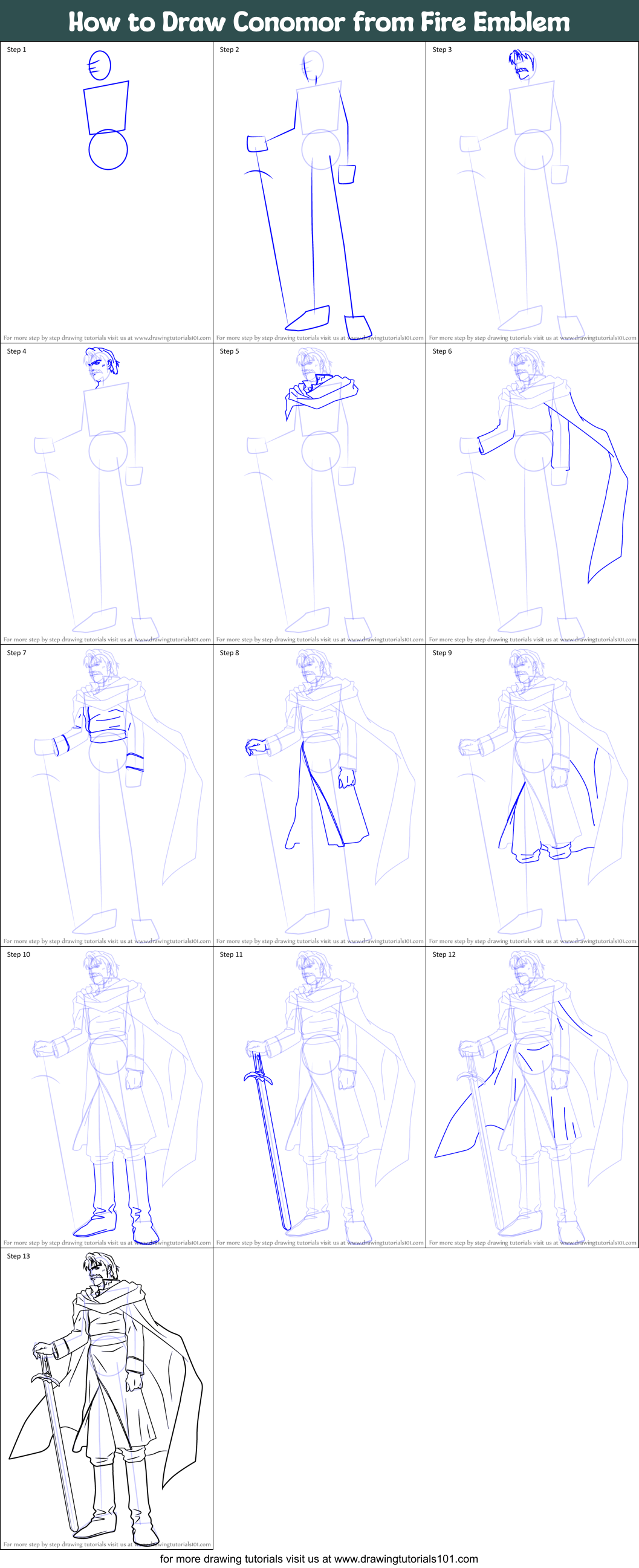 How to Draw Conomor from Fire Emblem Printable Step by Step