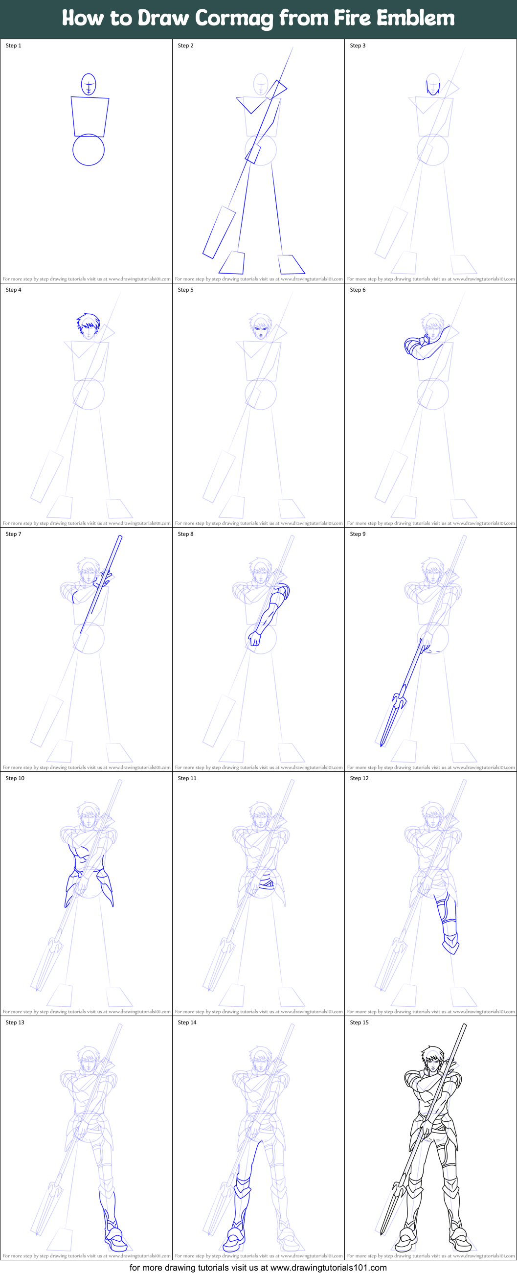 How to Draw Cormag from Fire Emblem Printable Step by Step