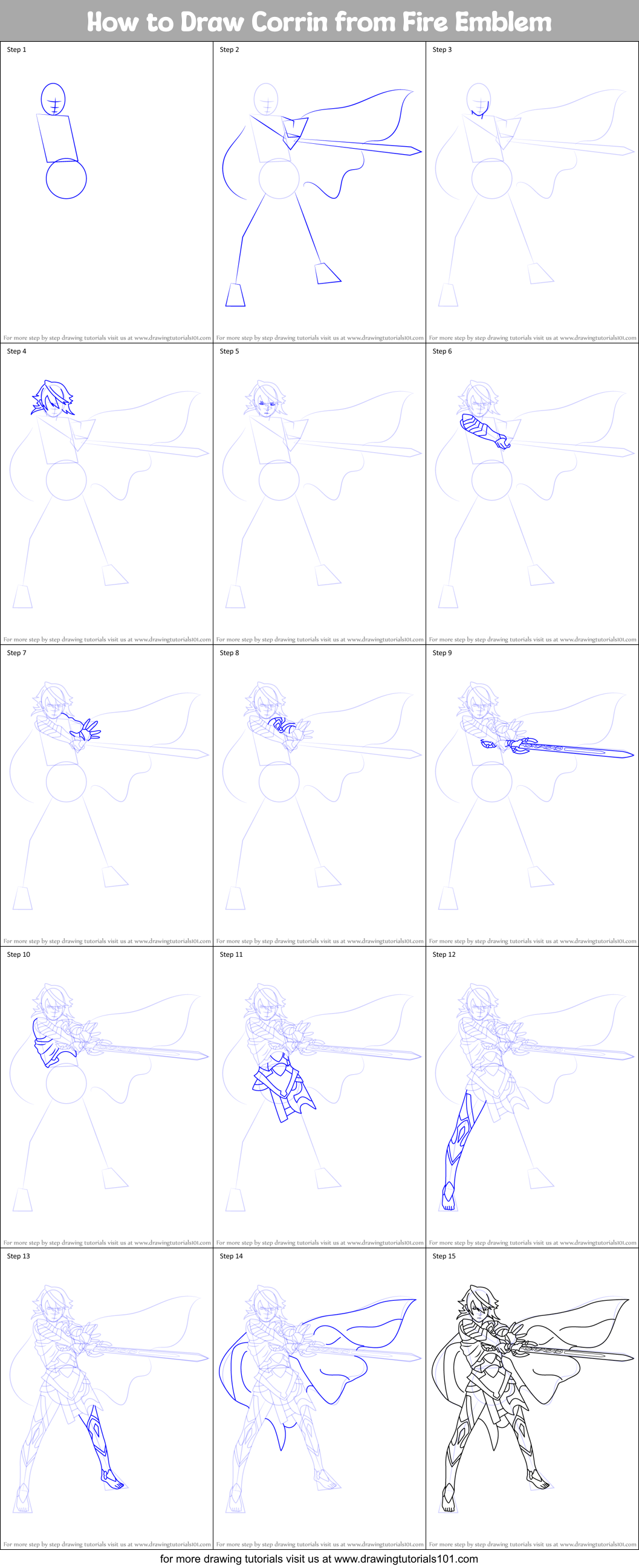 How to Draw Corrin from Fire Emblem Printable Step by Step