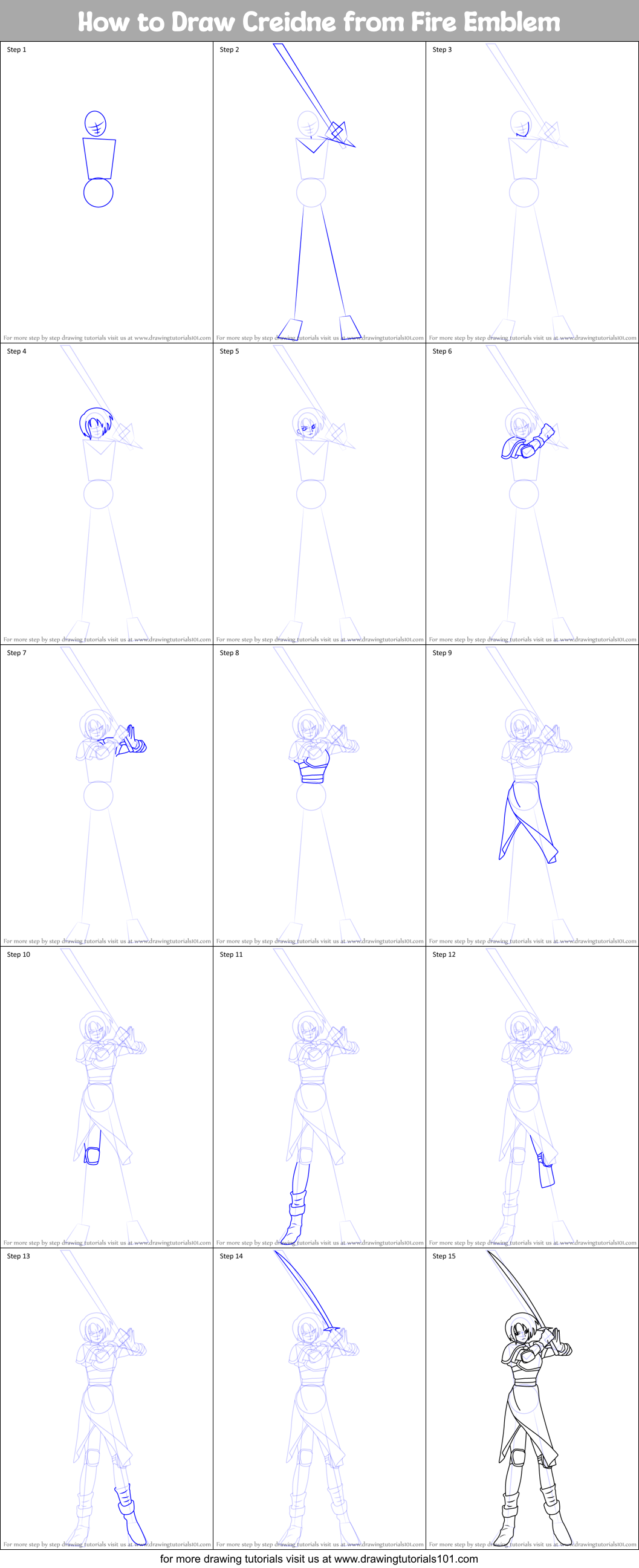 How to Draw Creidne from Fire Emblem Printable Step by Step
