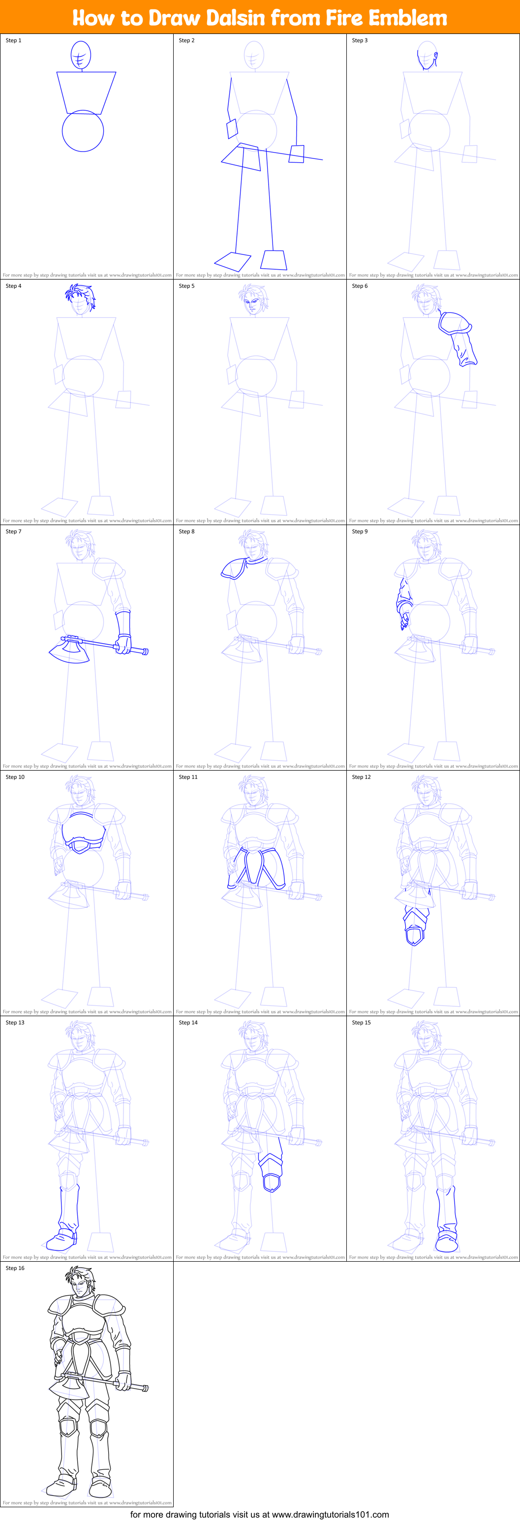 How to Draw Dalsin from Fire Emblem printable step by step drawing ...