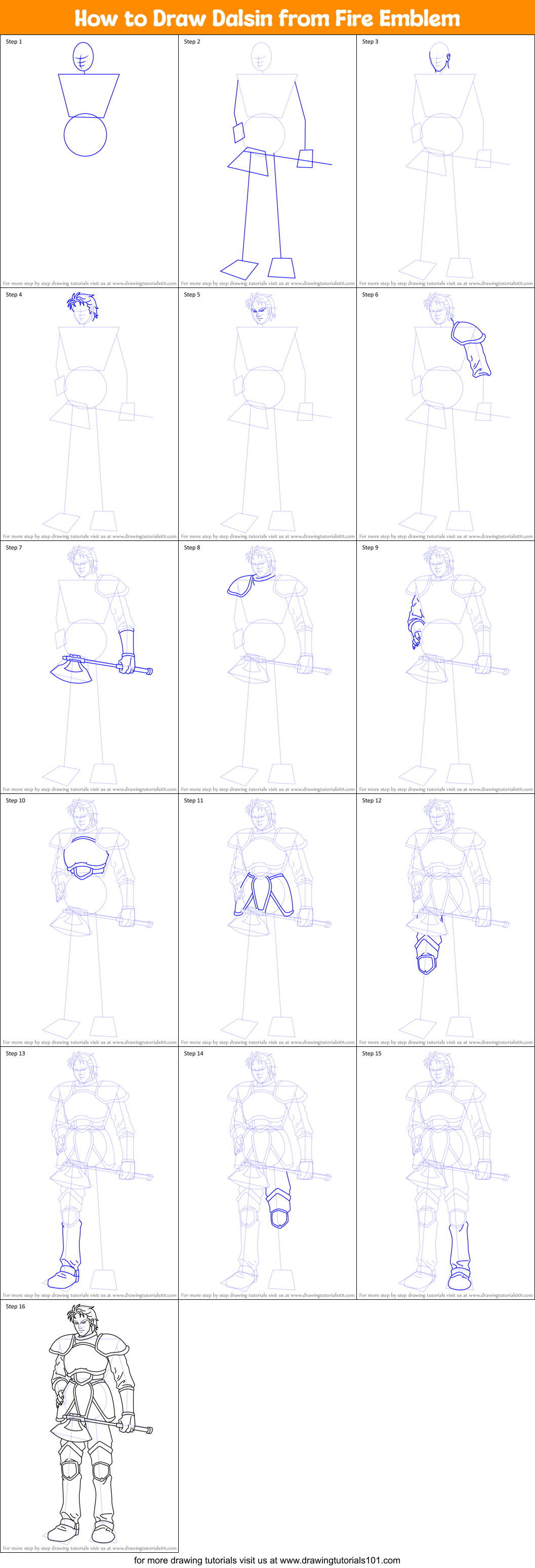 How to Draw Dalsin from Fire Emblem Printable Step by Step