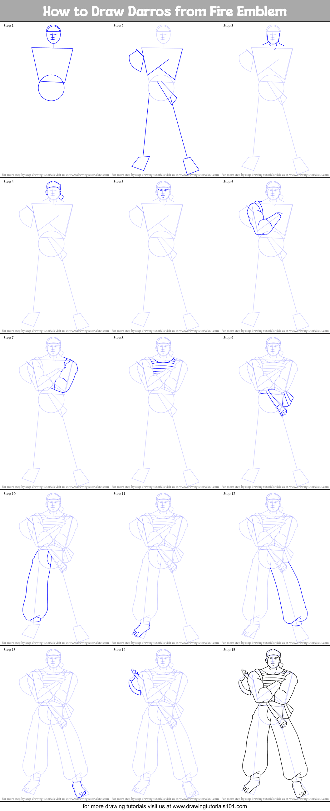 How to Draw Darros from Fire Emblem Printable Step by Step