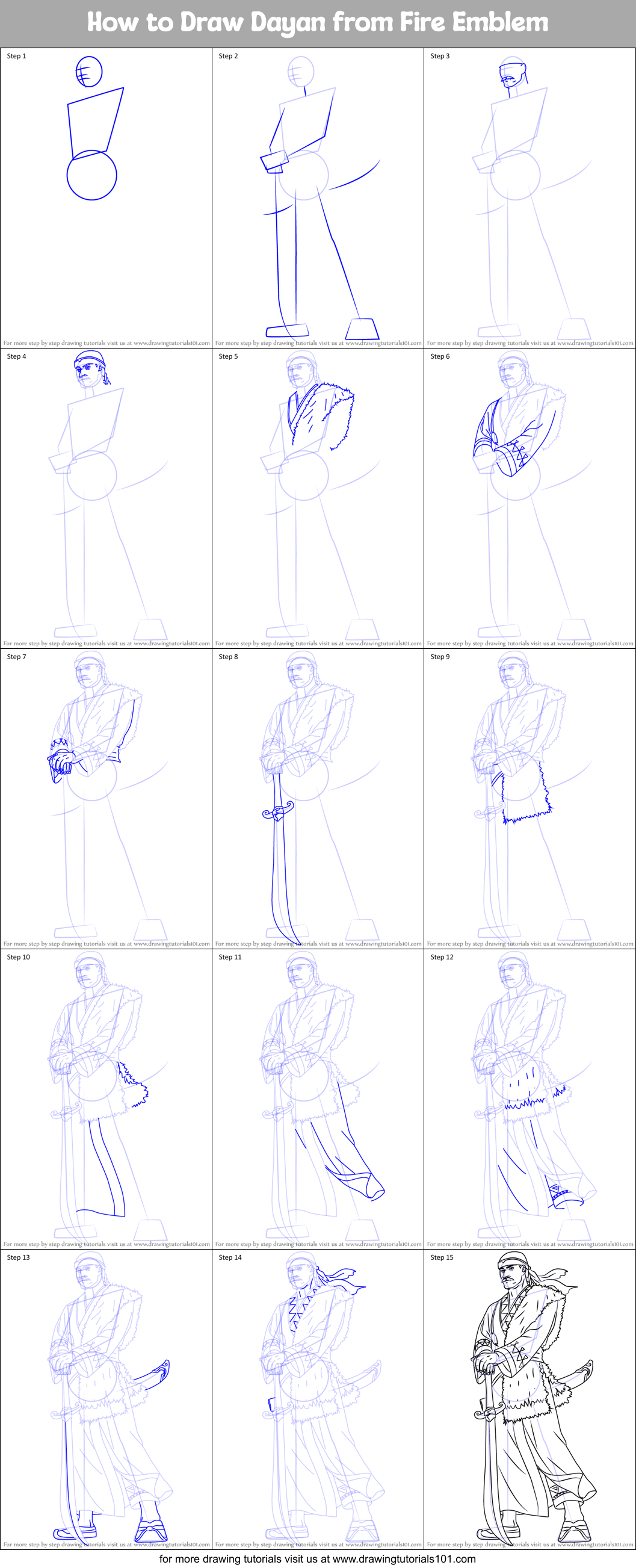How to Draw Dayan from Fire Emblem Printable Step by Step