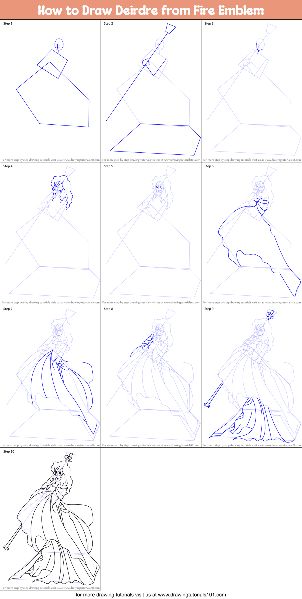 How to Draw Deirdre from Fire Emblem Printable Step by Step