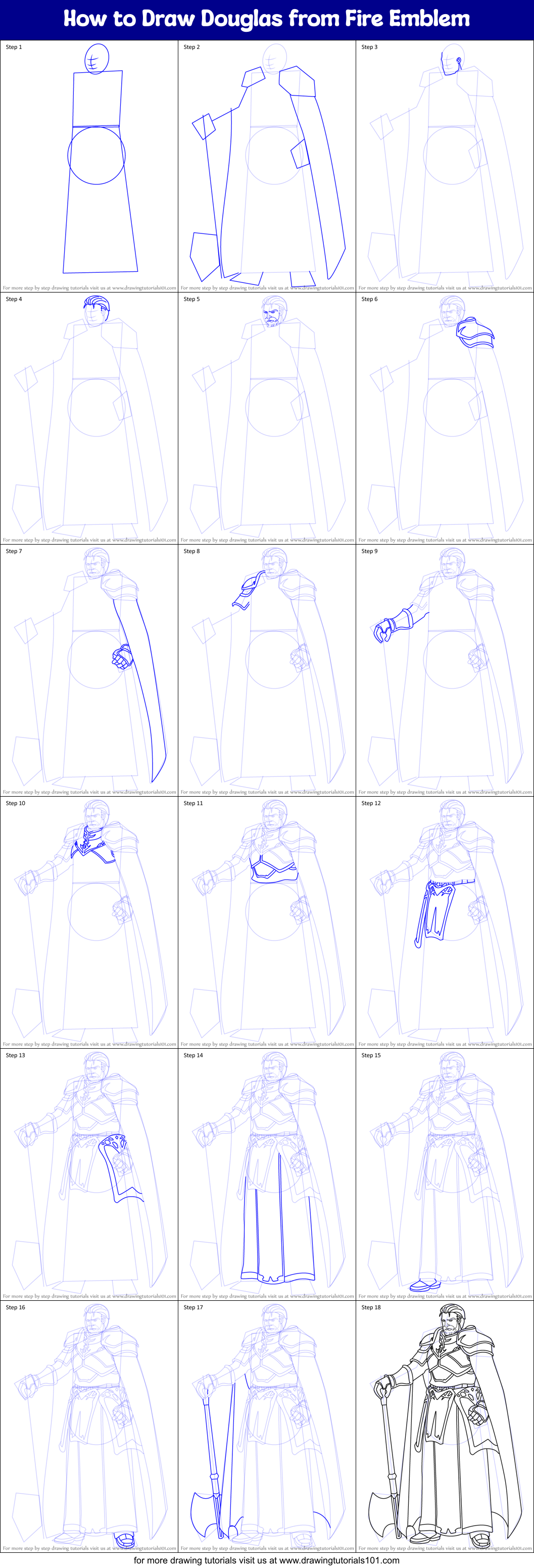 How to Draw Douglas from Fire Emblem Printable Step by Step
