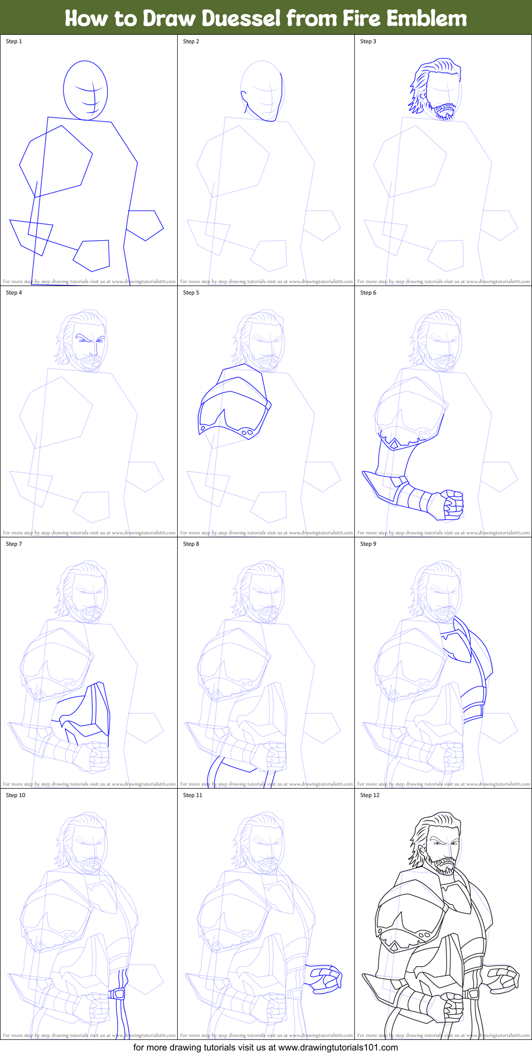 How to Draw Duessel from Fire Emblem Printable Step by Step