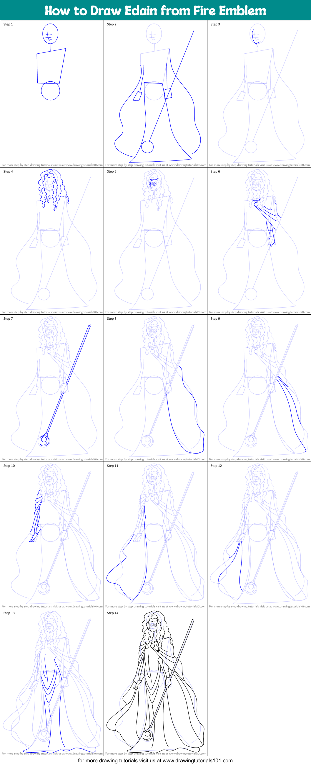How to Draw Edain from Fire Emblem Printable Step by Step