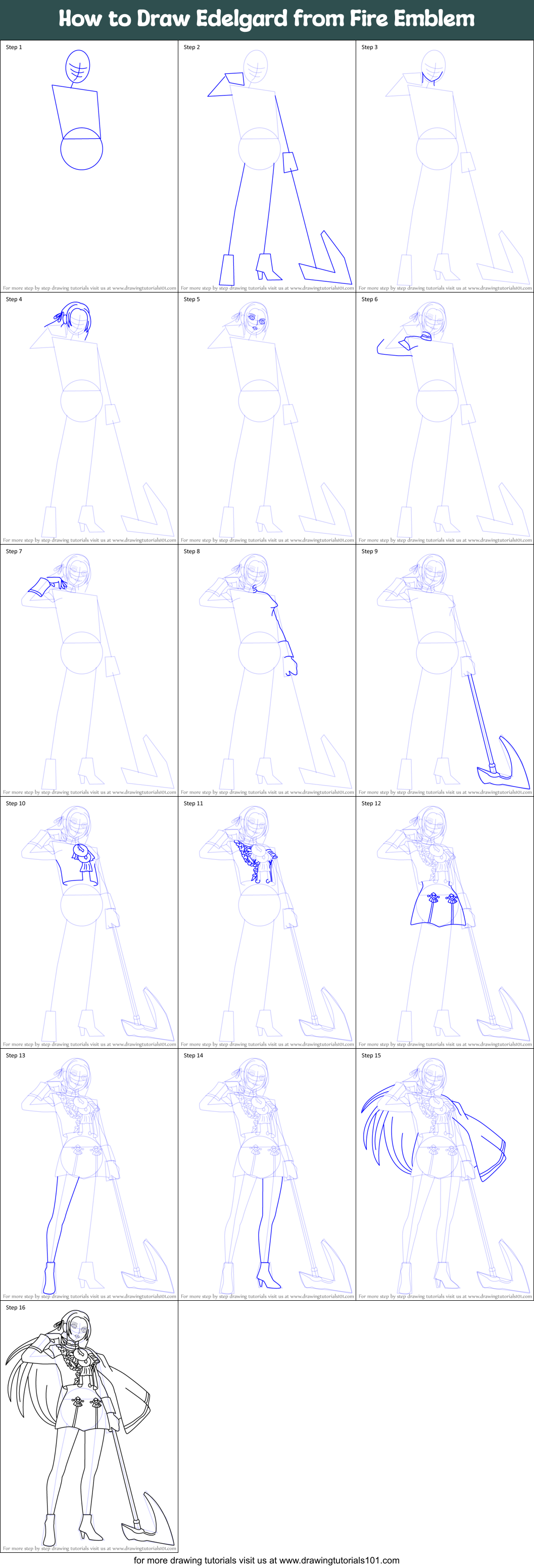 How to Draw Edelgard from Fire Emblem Printable Step by Step