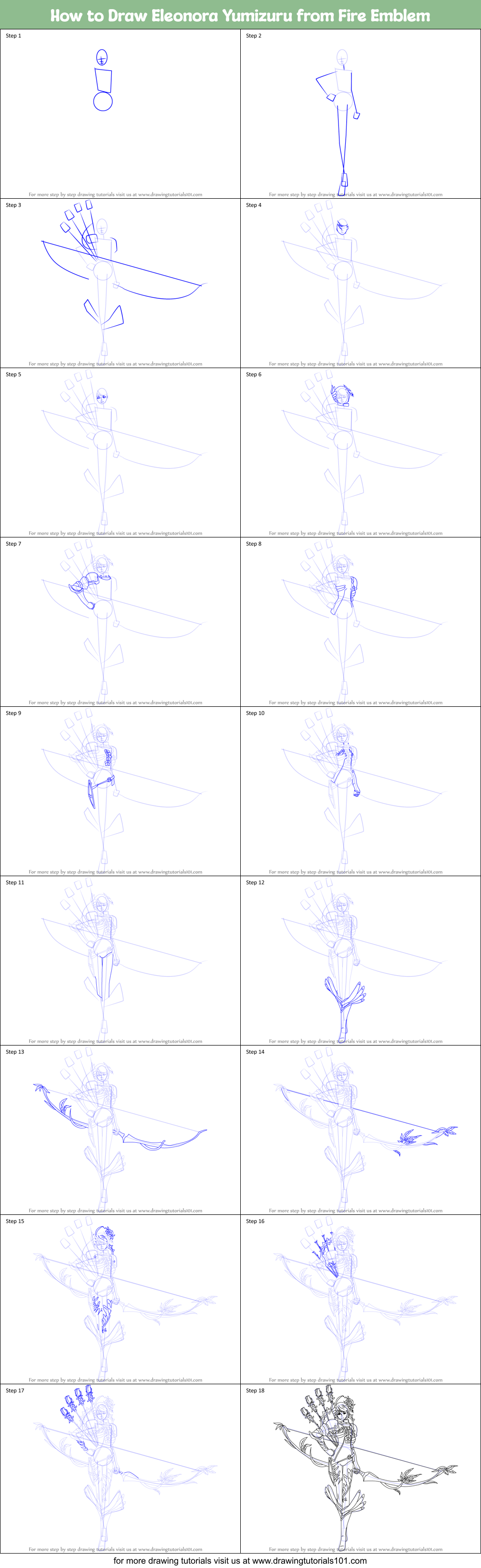 How to Draw Eleonora Yumizuru from Fire Emblem Printable Step by Step