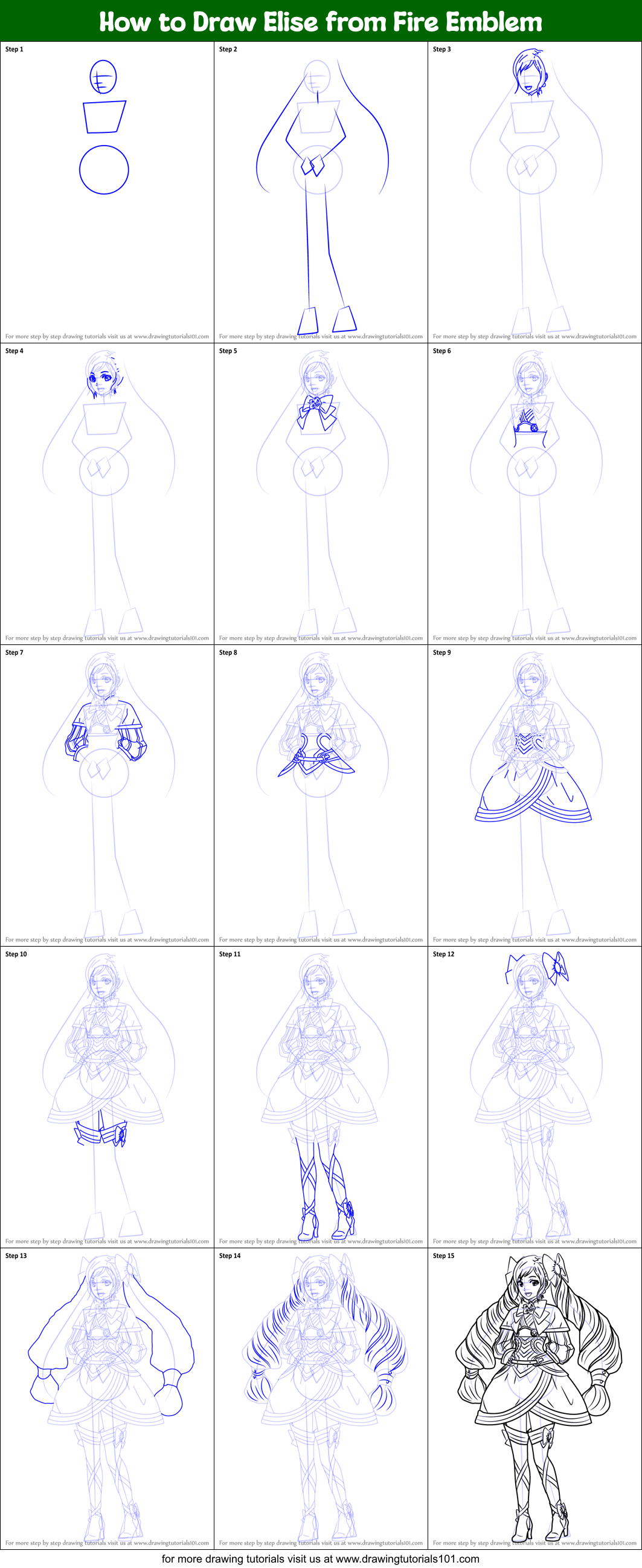 How to Draw Elise from Fire Emblem Printable Step by Step