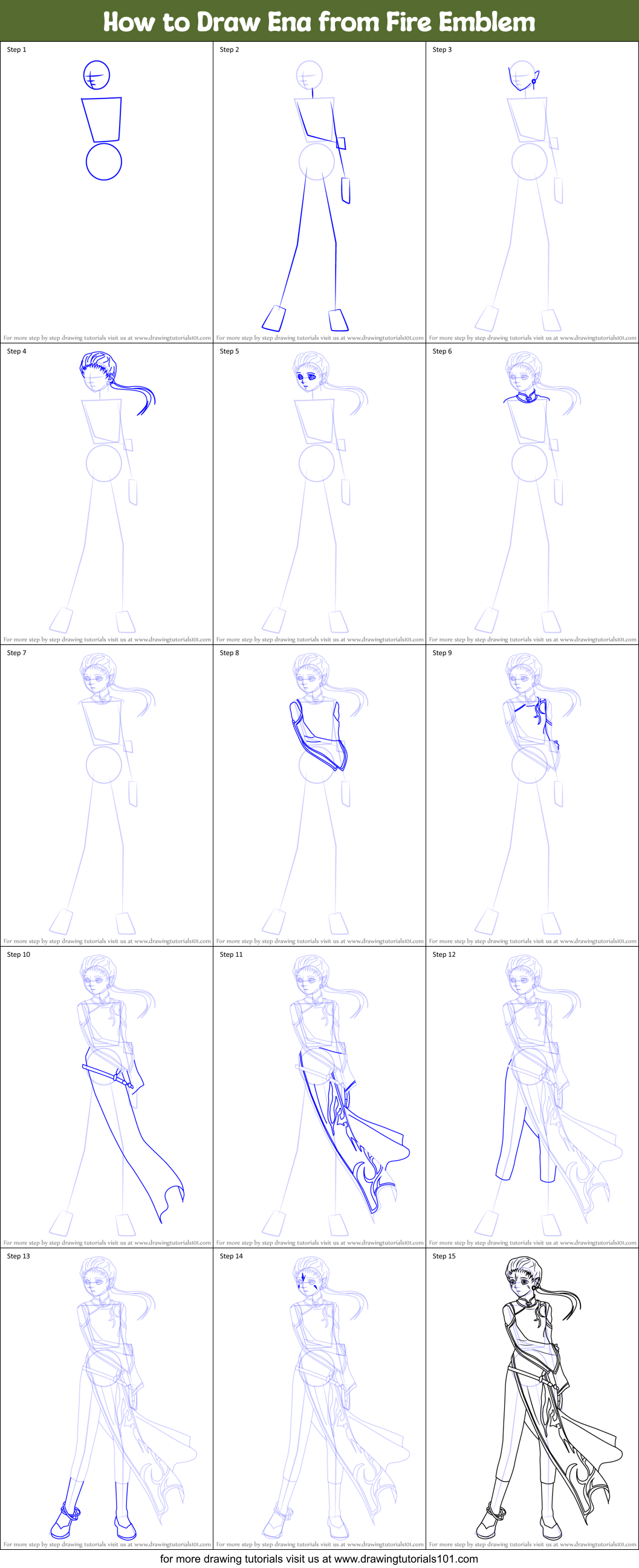 How to Draw Ena from Fire Emblem Printable Step by Step