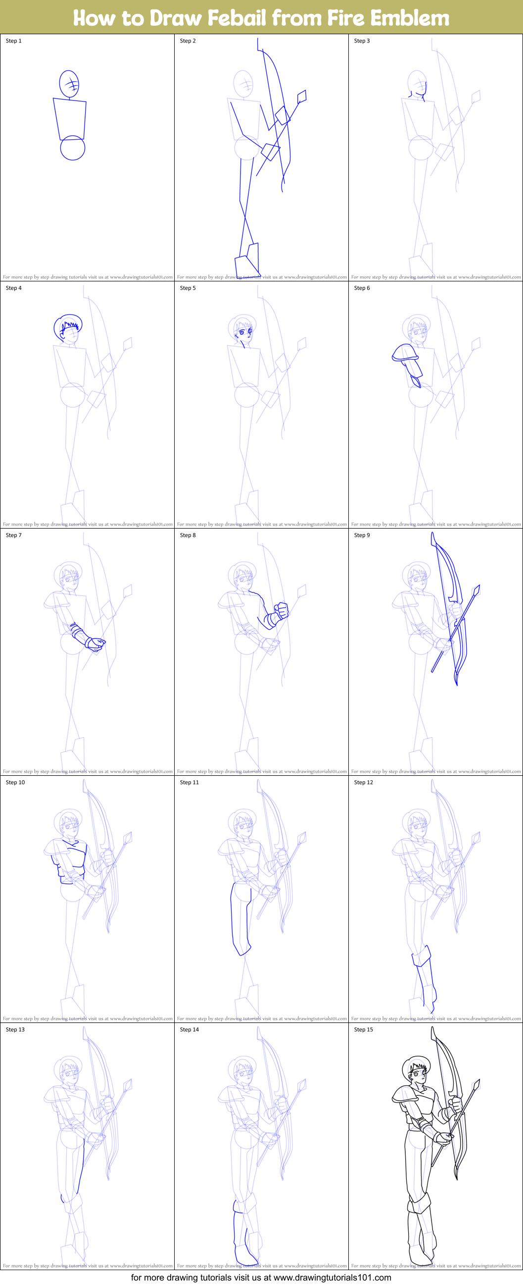 How to Draw Febail from Fire Emblem Printable Step by Step