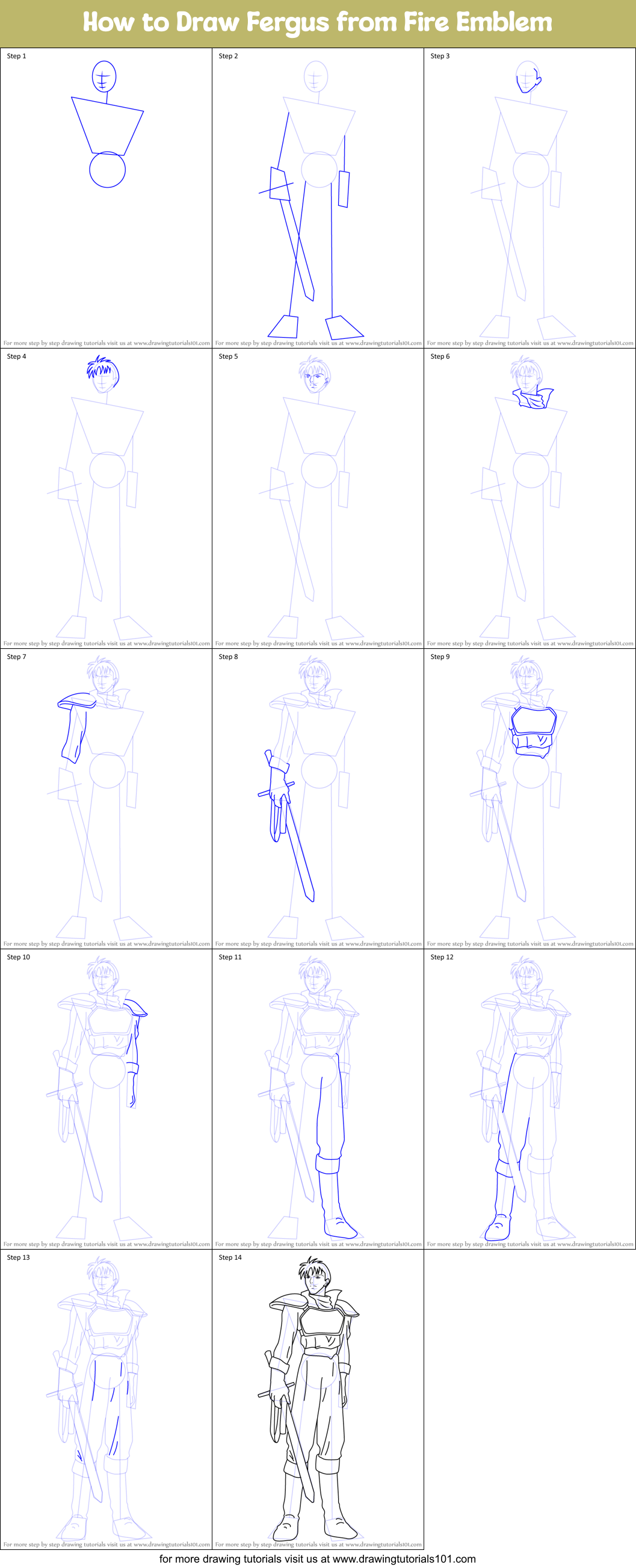 How to Draw Fergus from Fire Emblem Printable Step by Step