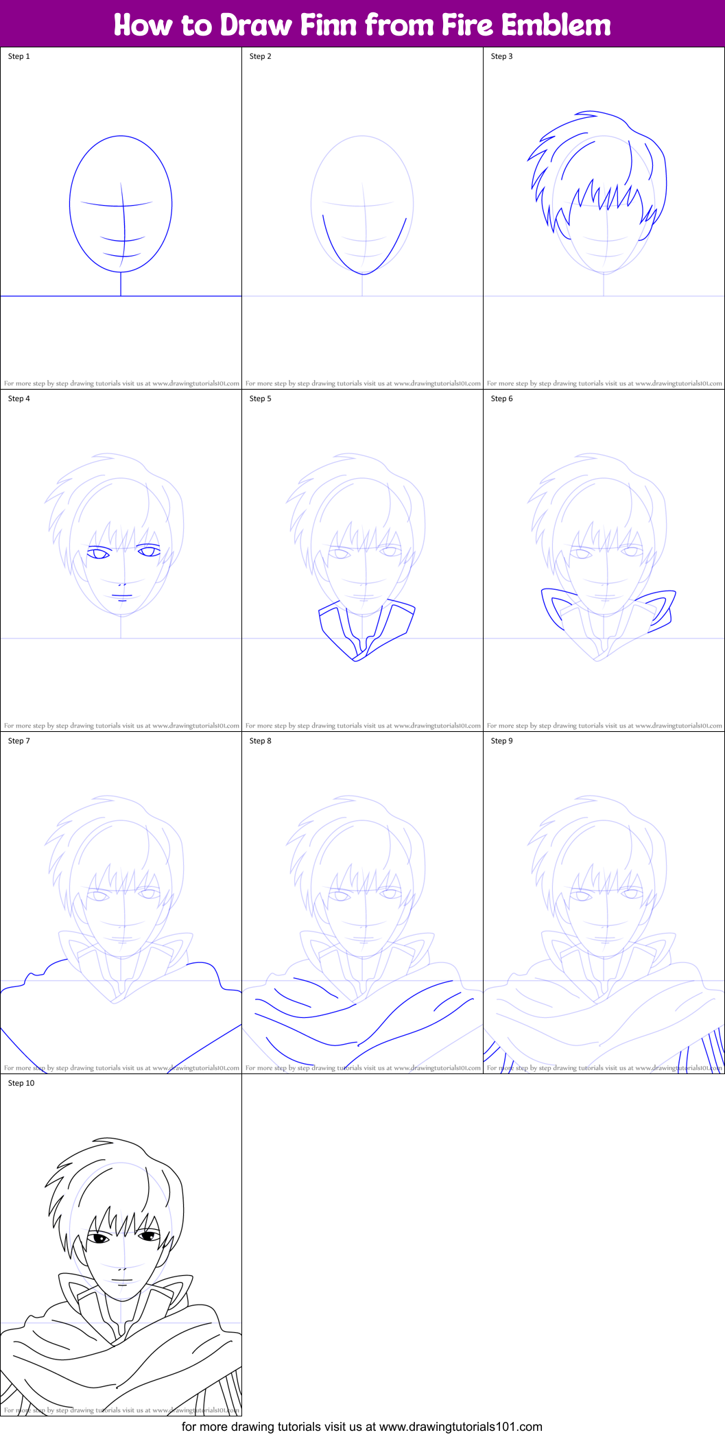 How to Draw Finn from Fire Emblem Printable Step by Step