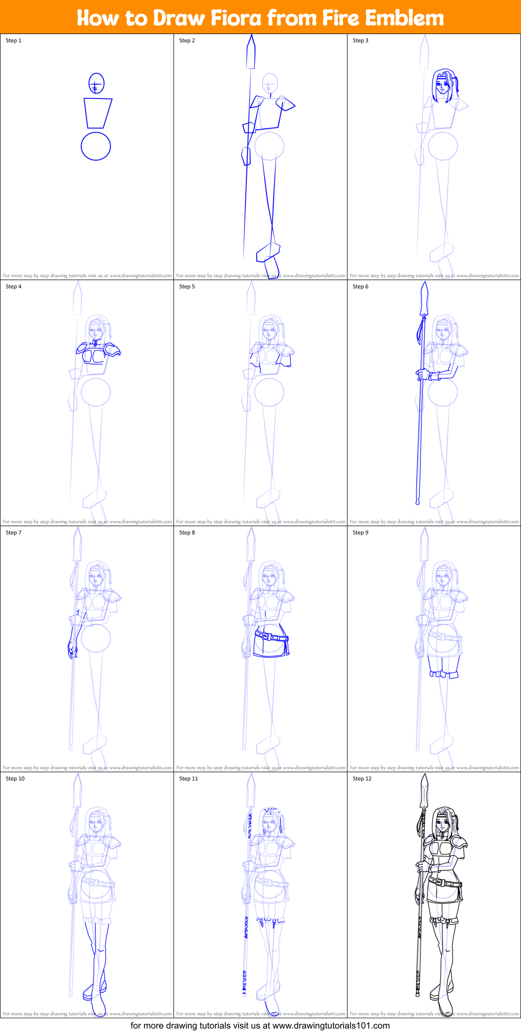 How to Draw Fiora from Fire Emblem Printable Step by Step