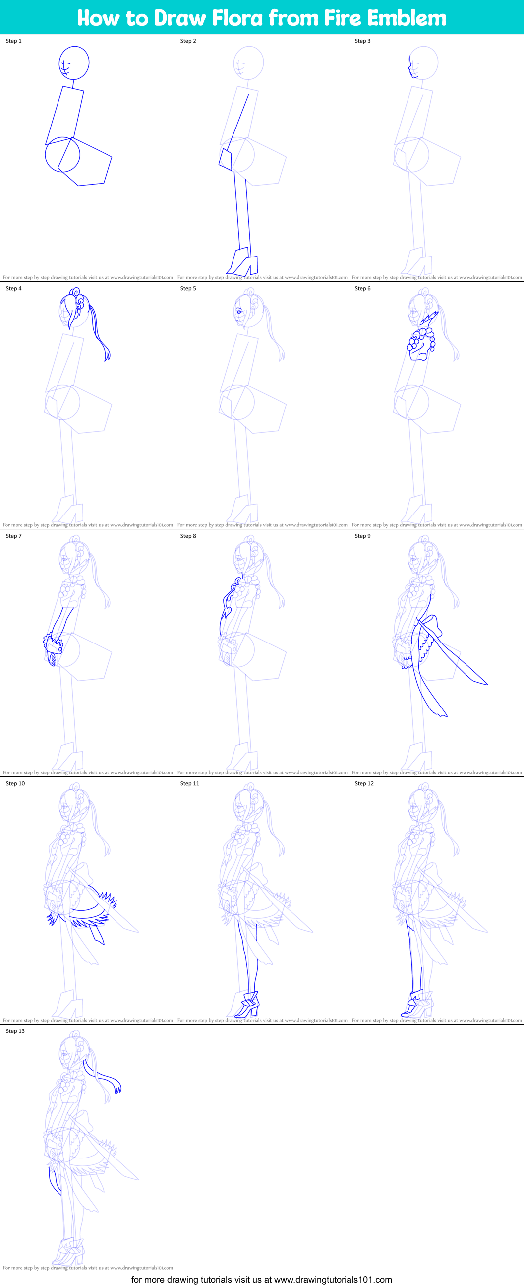 How to Draw Flora from Fire Emblem Printable Step by Step