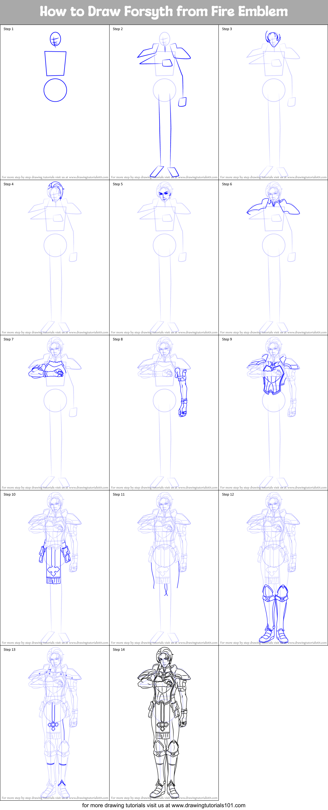 How to Draw Forsyth from Fire Emblem Printable Step by Step