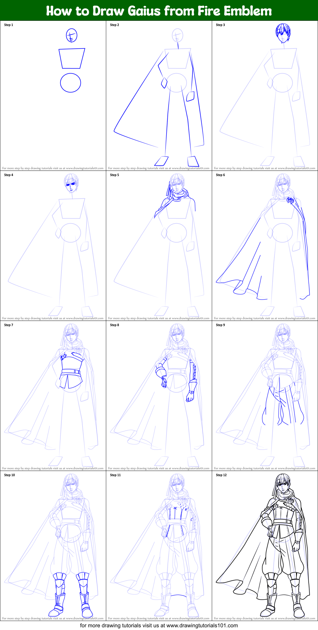 How to Draw Gaius from Fire Emblem Printable Step by Step