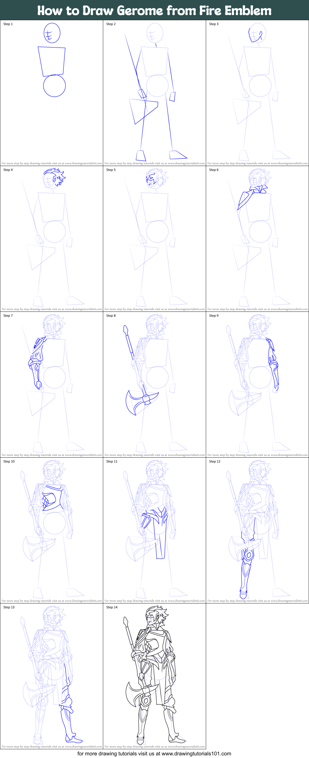 How to Draw Gerome from Fire Emblem Printable Step by Step