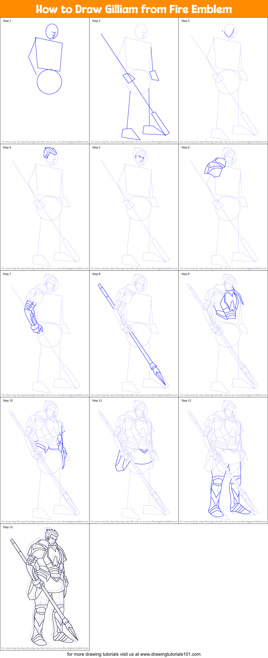 How to Draw Gilliam from Fire Emblem Printable Step by Step