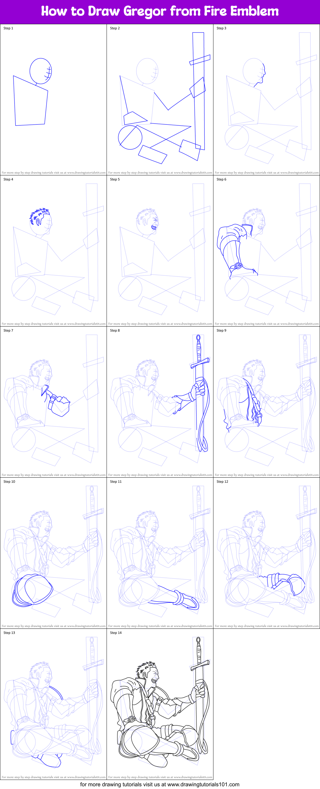How to Draw Gregor from Fire Emblem Printable Step by Step