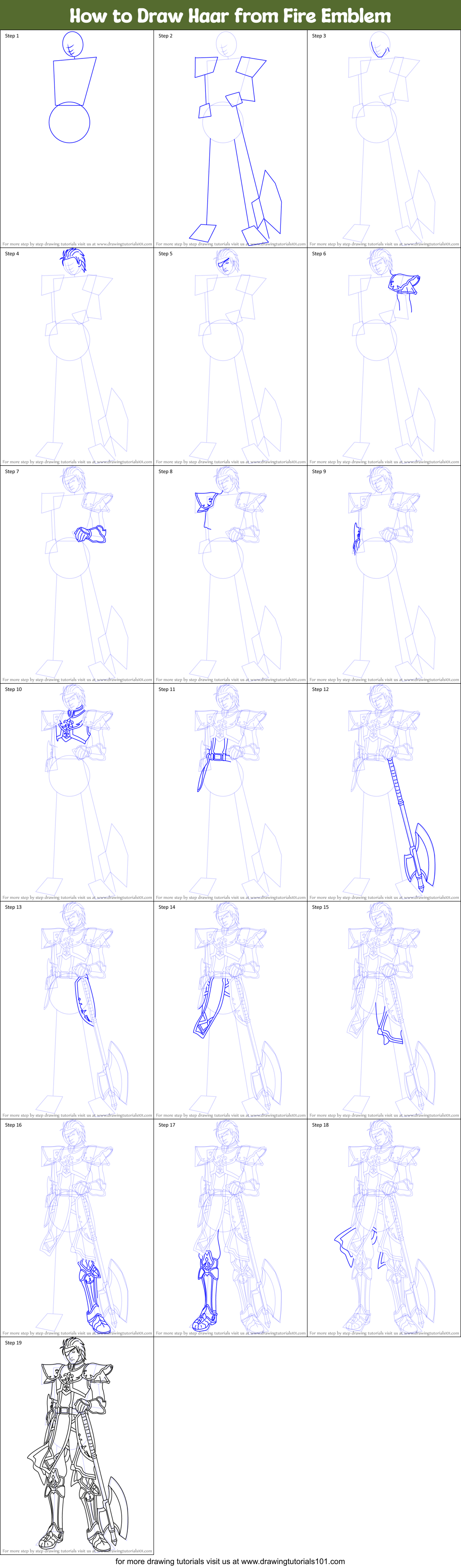 How to Draw Haar from Fire Emblem Printable Step by Step