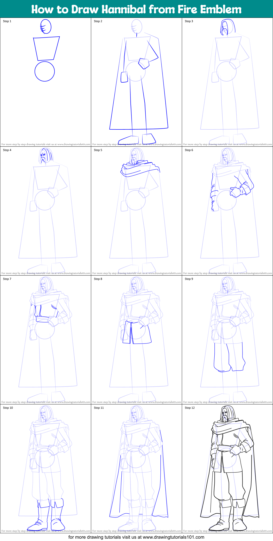 How to Draw Hannibal from Fire Emblem Printable Step by Step
