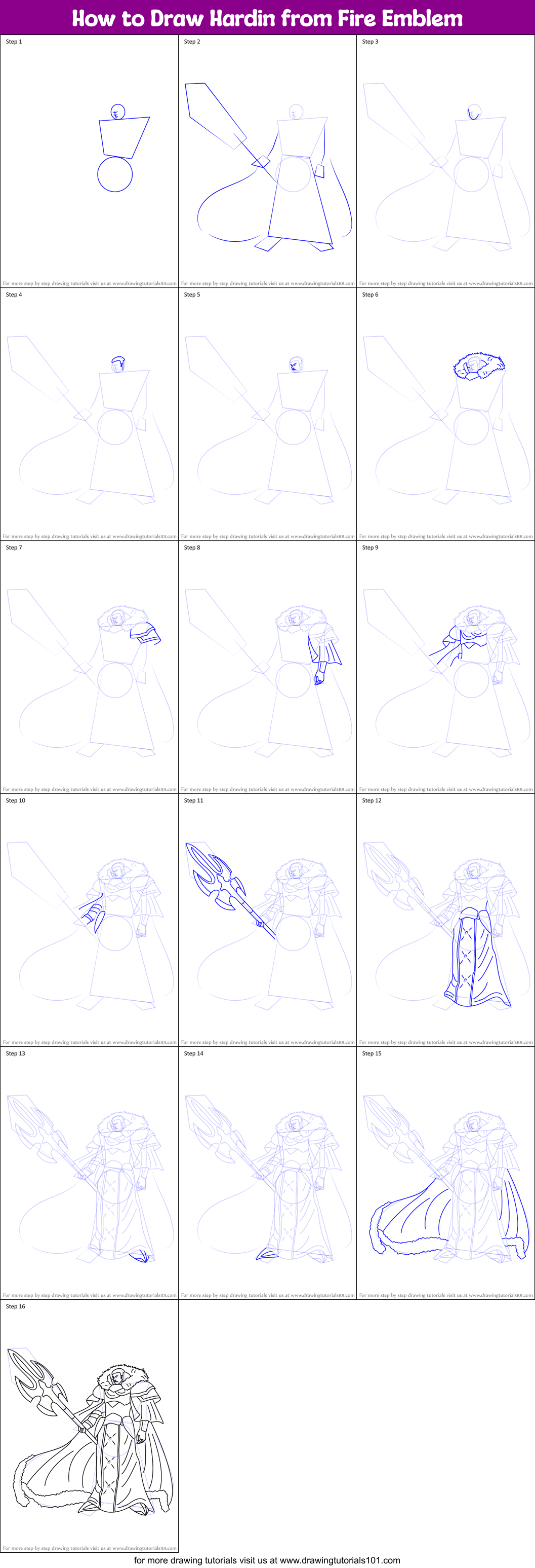 How to Draw Hardin from Fire Emblem Printable Step by Step