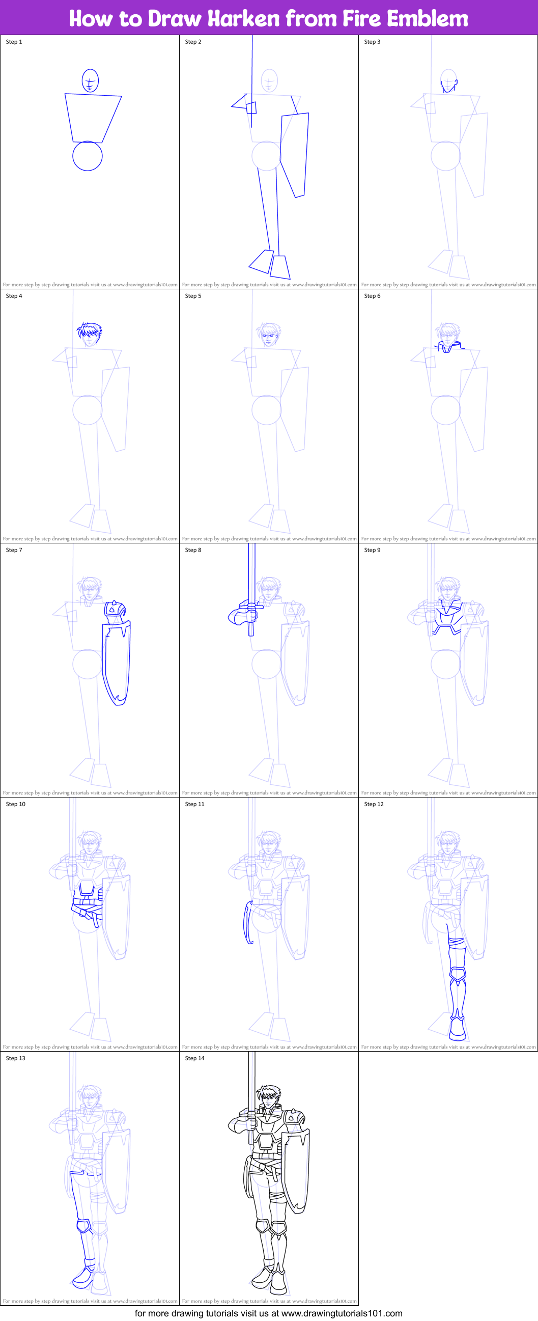 How to Draw Harken from Fire Emblem Printable Step by Step
