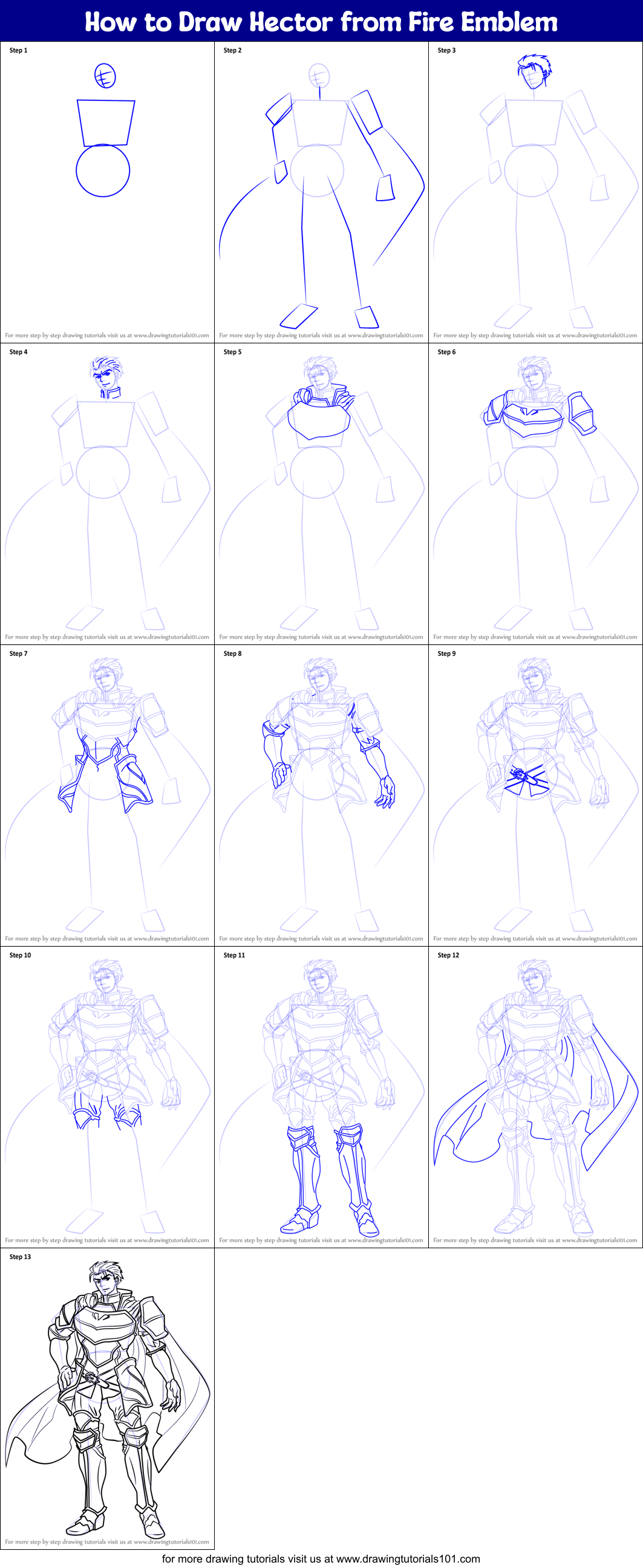 How to Draw Hector from Fire Emblem Printable Step by Step