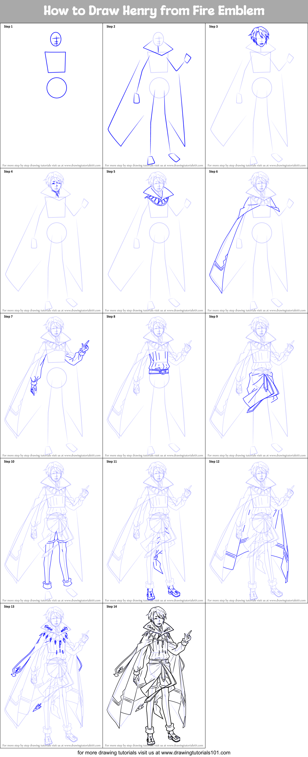 How to Draw Henry from Fire Emblem Printable Step by Step