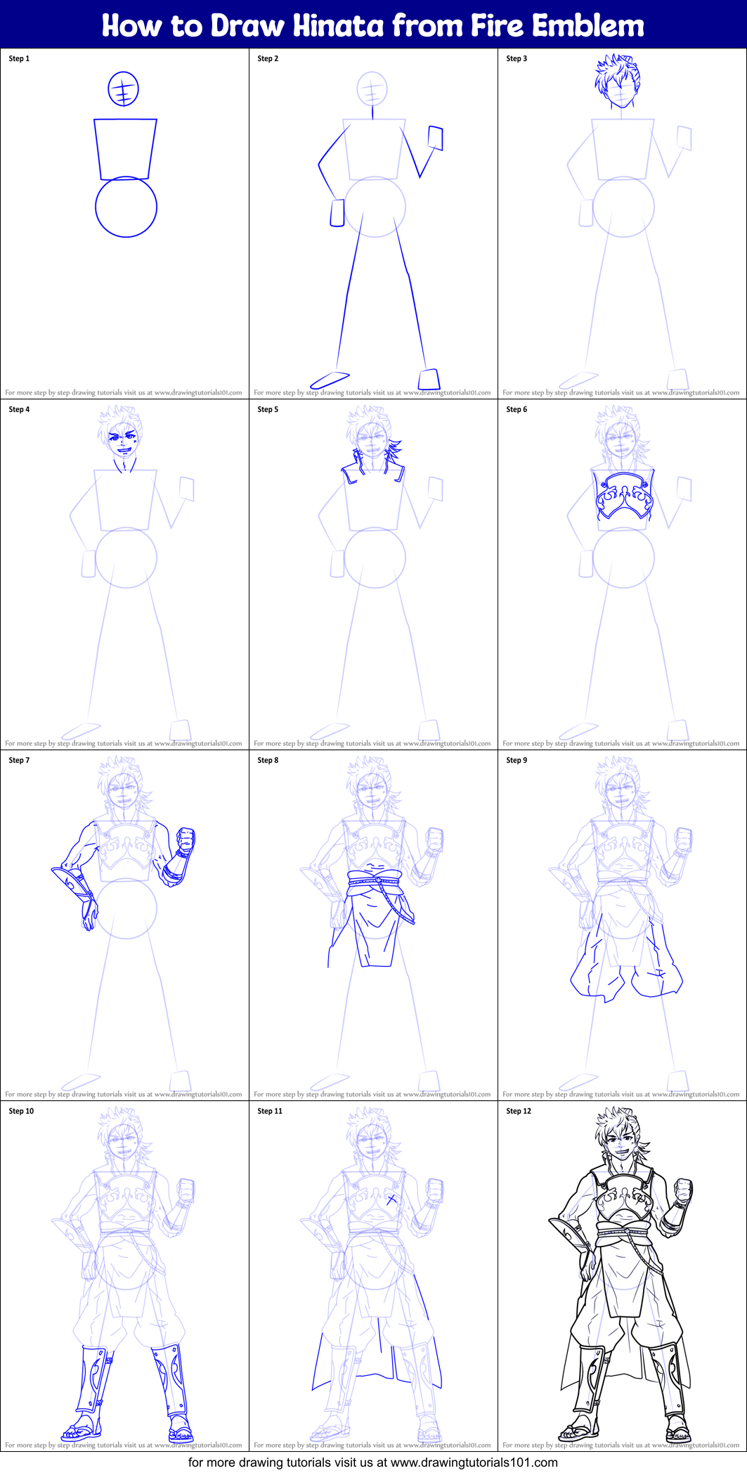 How to Draw Hinata from Fire Emblem Printable Step by Step