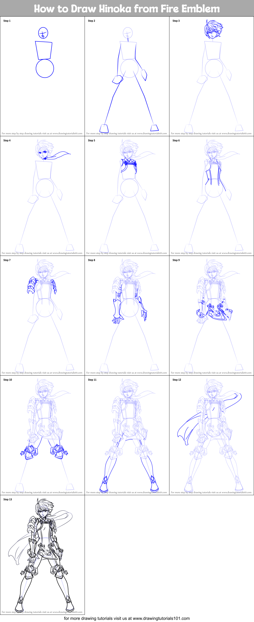 How to Draw Hinoka from Fire Emblem Printable Step by Step