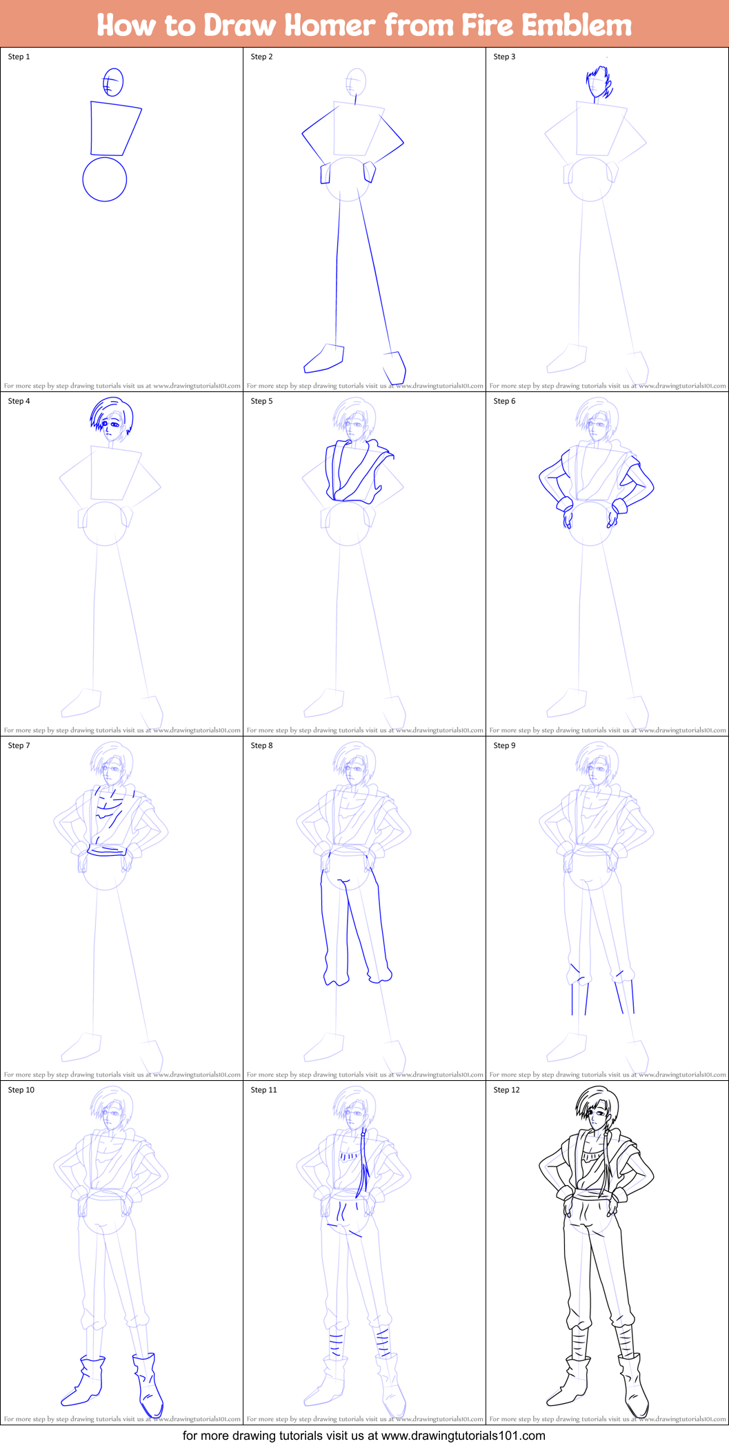 How to Draw Homer from Fire Emblem Printable Step by Step