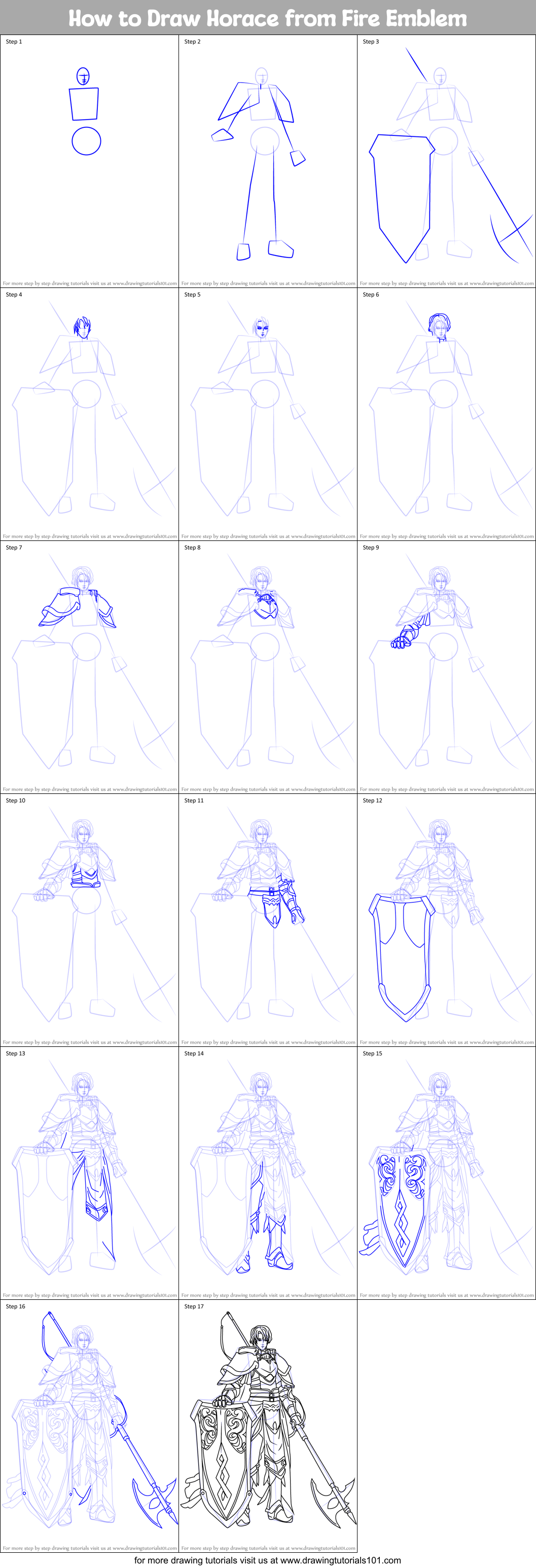 How to Draw Horace from Fire Emblem Printable Step by Step