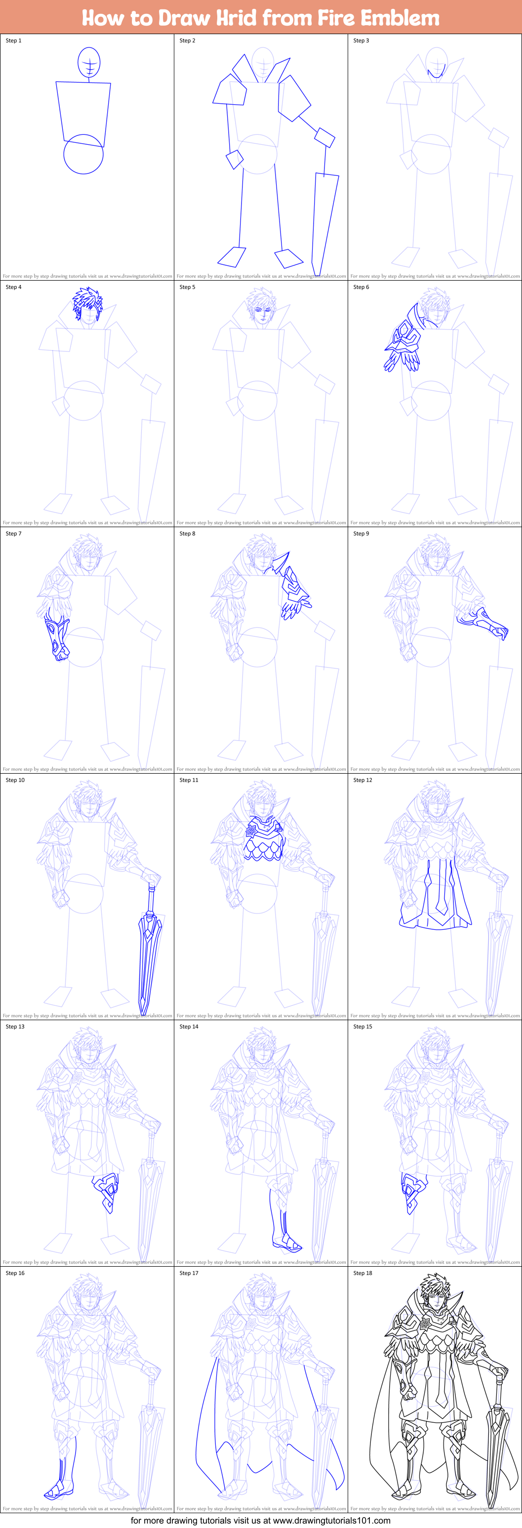 How to Draw Hrid from Fire Emblem Printable Step by Step