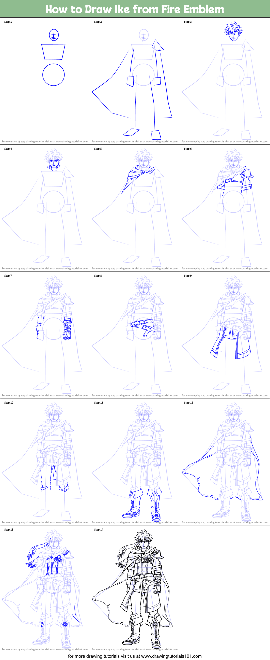 How to Draw Ike from Fire Emblem Printable Step by Step