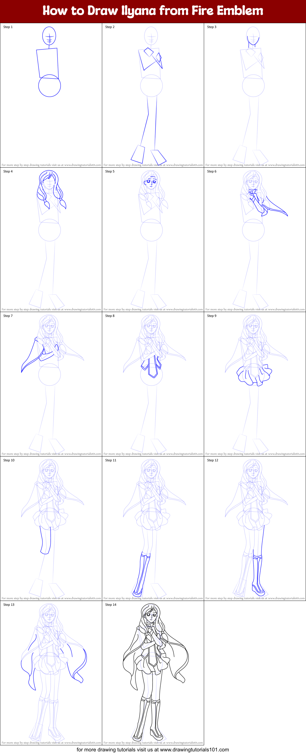 How to Draw Ilyana from Fire Emblem Printable Step by Step